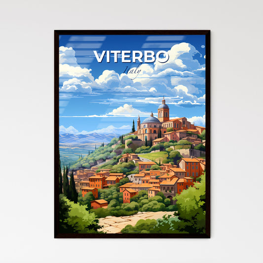 Viterbo, Italy, A Poster of a painting of a town on a hill Default Title