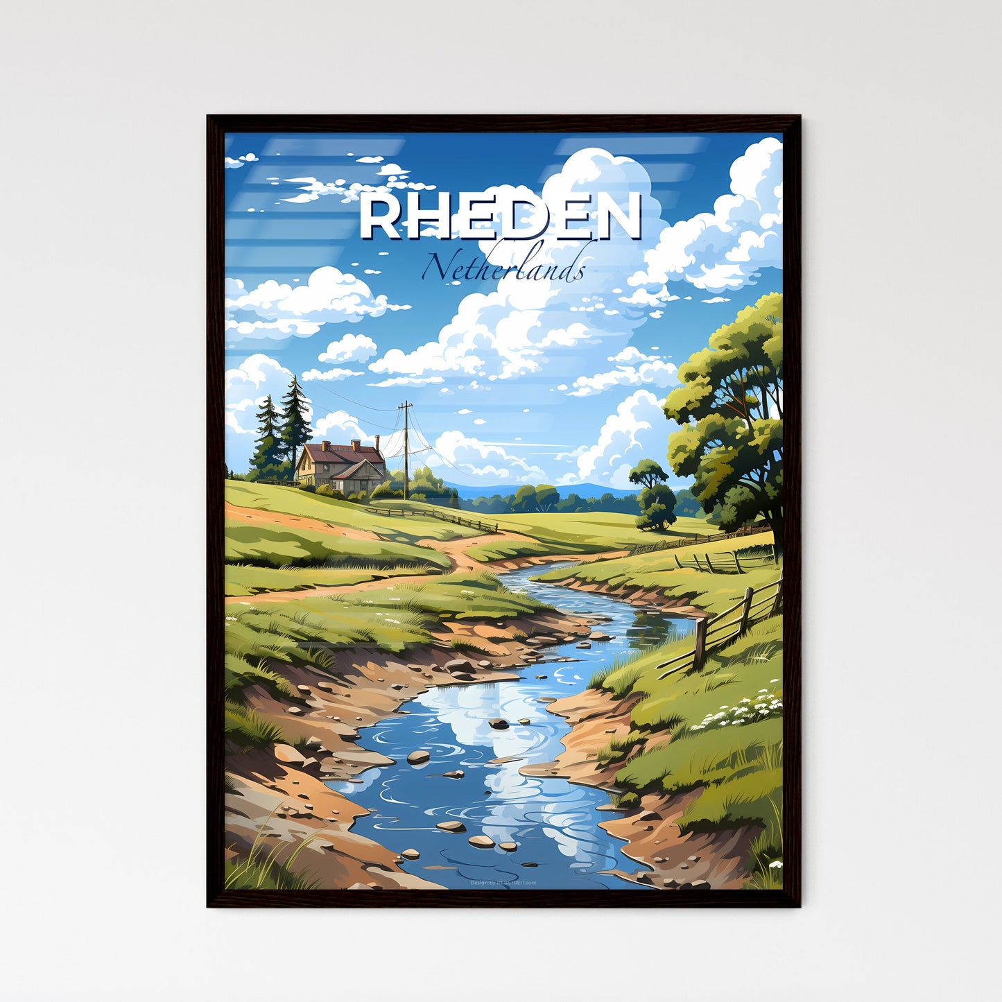 Rheden, Netherlands, A Poster of a stream running through a grassy field Default Title