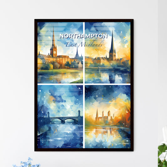 Northampton, East Midlands, A Poster of a collage of different pictures of buildings and a bridge Default Title