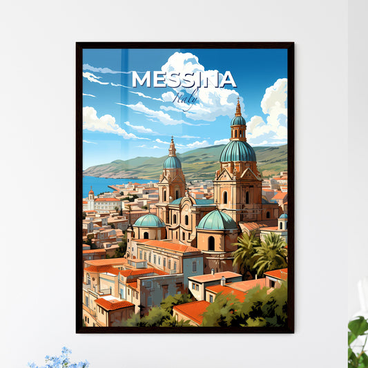Messina, Italy, A Poster of a large building with blue domes and a blue roof Default Title