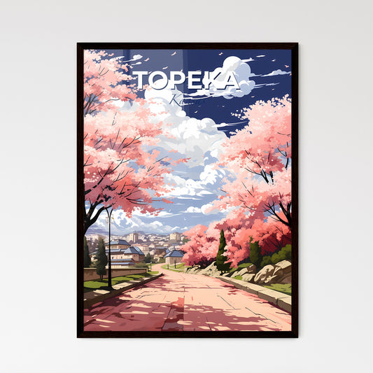 Topeka, Kansas, A Poster of a road with pink trees and buildings Default Title