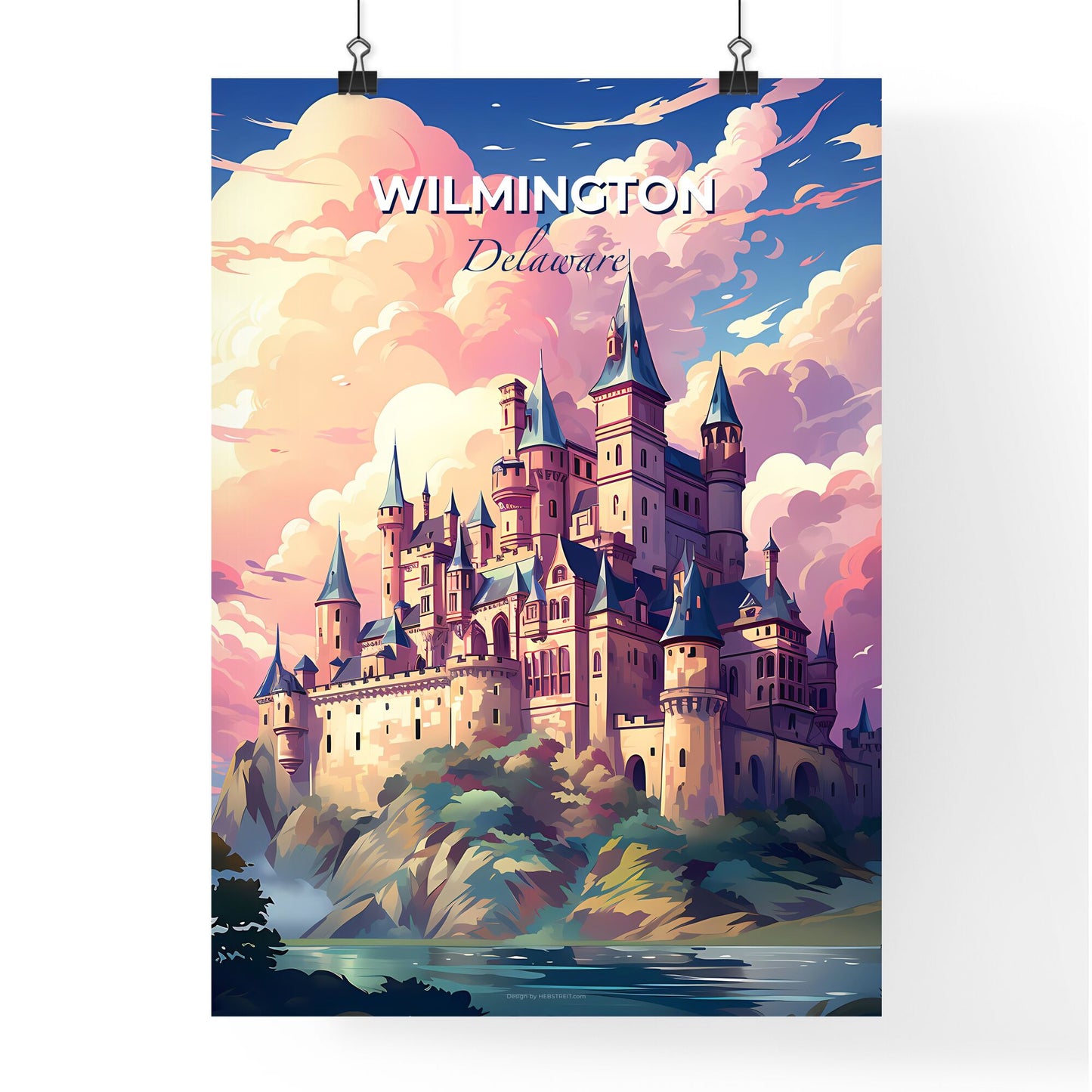 Wilmington, Delaware, A Poster of a castle on a hill with clouds in the sky Default Title
