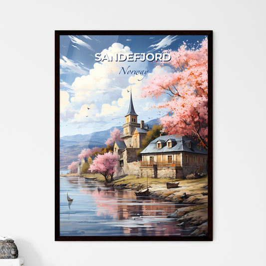 Sandefjord, Norway, A Poster of a painting of a village next to a lake Default Title