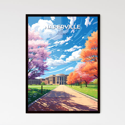 Naperville, Illinois, A Poster of a sidewalk with trees and a building in the background Default Title