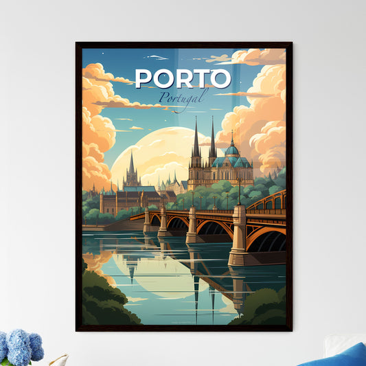 Porto, Portugal, A Poster of a bridge over a river with a castle and trees Default Title