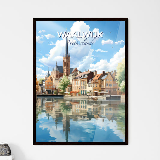 Waalwijk, Netherlands, A Poster of a water body with buildings and trees Default Title