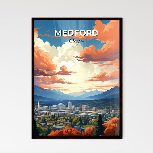 Medford, Oregon, A Poster of a landscape of a city with mountains and trees Default Title