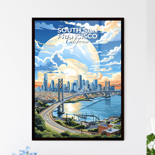 South San Francisco, California, A Poster of a bridge over a river with a city in the background Default Title