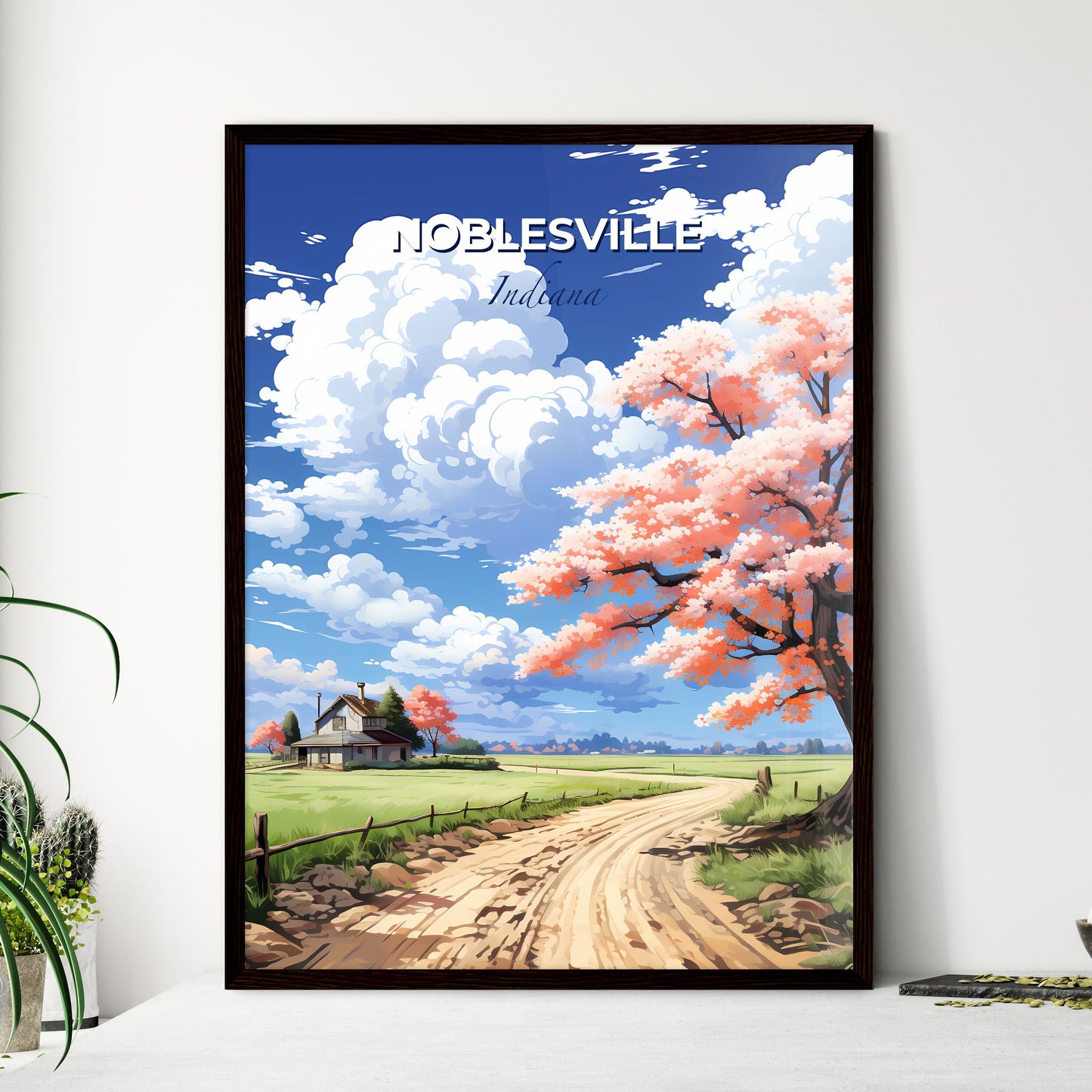 Noblesville, Indiana, A Poster of a tree in a field with a house in the background Default Title