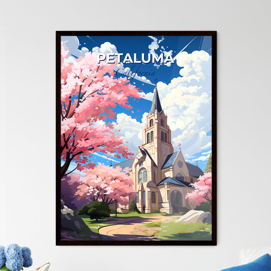 Petaluma, California, A Poster of a church with a tower and trees Default Title