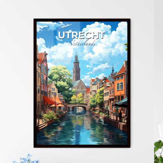 Utrecht, Netherlands, A Poster of a river with a bridge and buildings Default Title