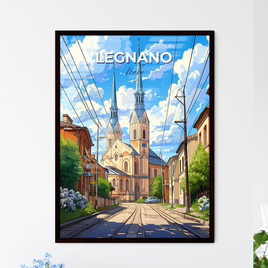 Legnano, Italy, A Poster of a street with a church and buildings Default Title