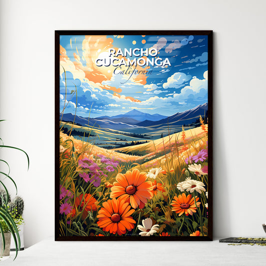 Rancho Cucamonga, California, A Poster of a painting of a landscape with flowers and mountains Default Title