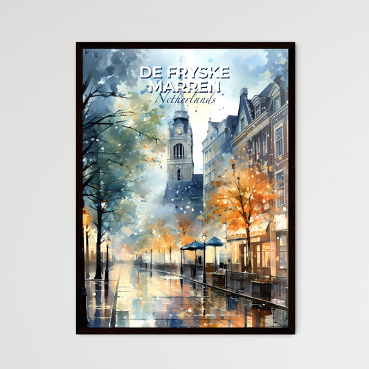 De Fryske Marren, Netherlands, A Poster of a street with trees and a church tower Default Title