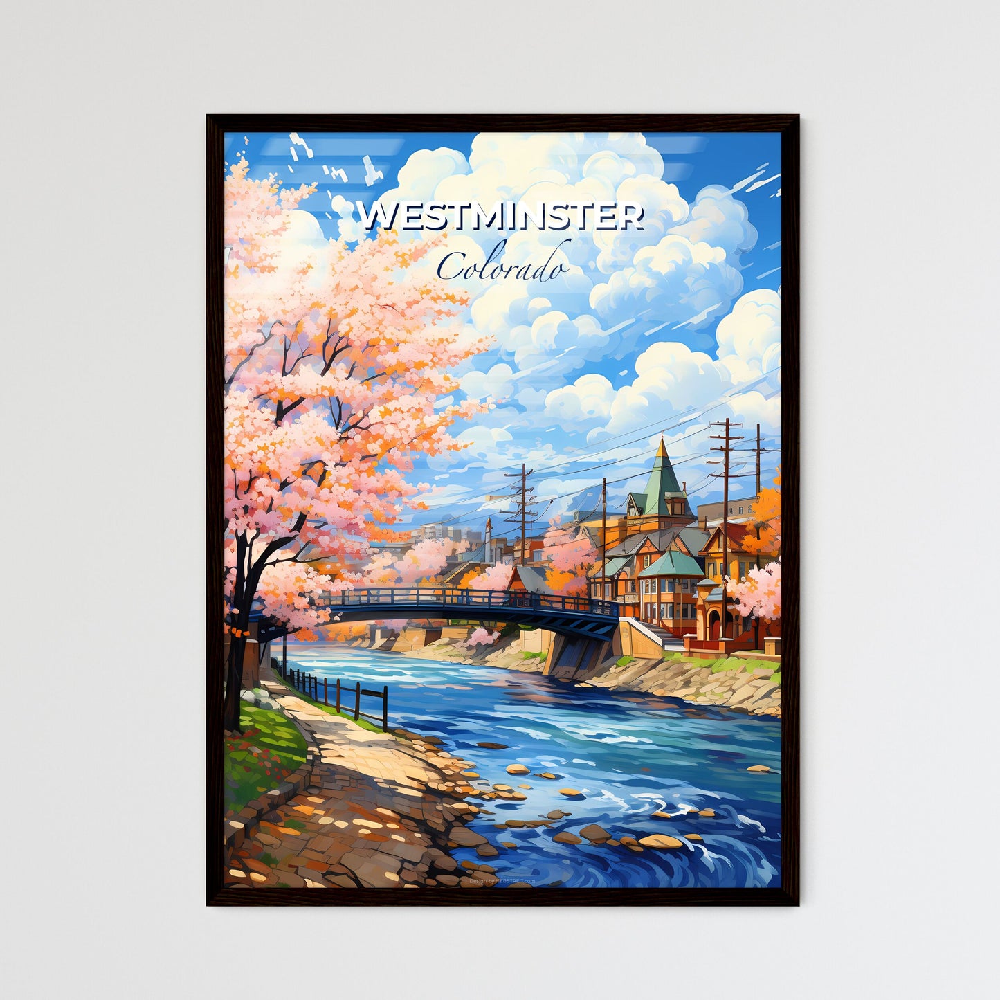 Westminster, Colorado, A Poster of a river with a bridge and trees Default Title