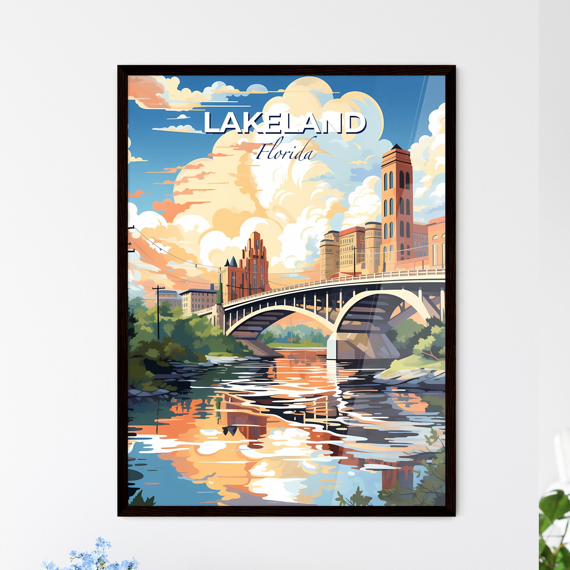 Lakeland, Florida, A Poster of a bridge over a river with trees and buildings Default Title