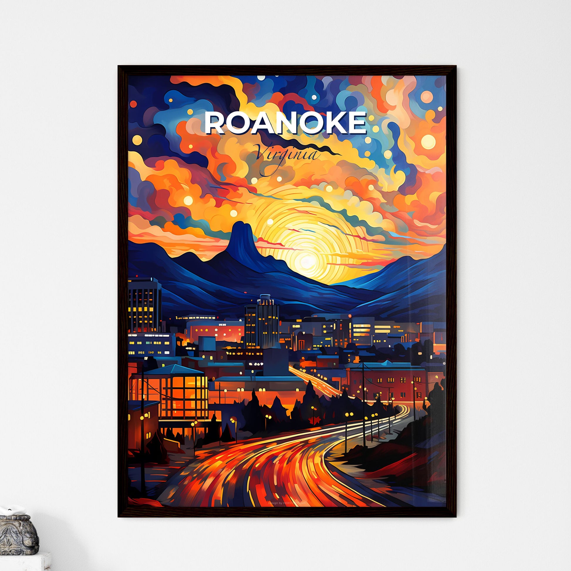 Roanoke, Virginia, A Poster of a colorful sky over a city Default Title