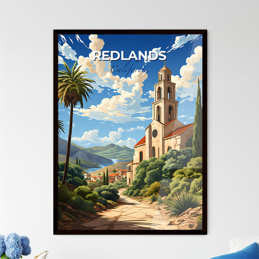 Redlands, California, A Poster of a church with a steeple and trees Default Title