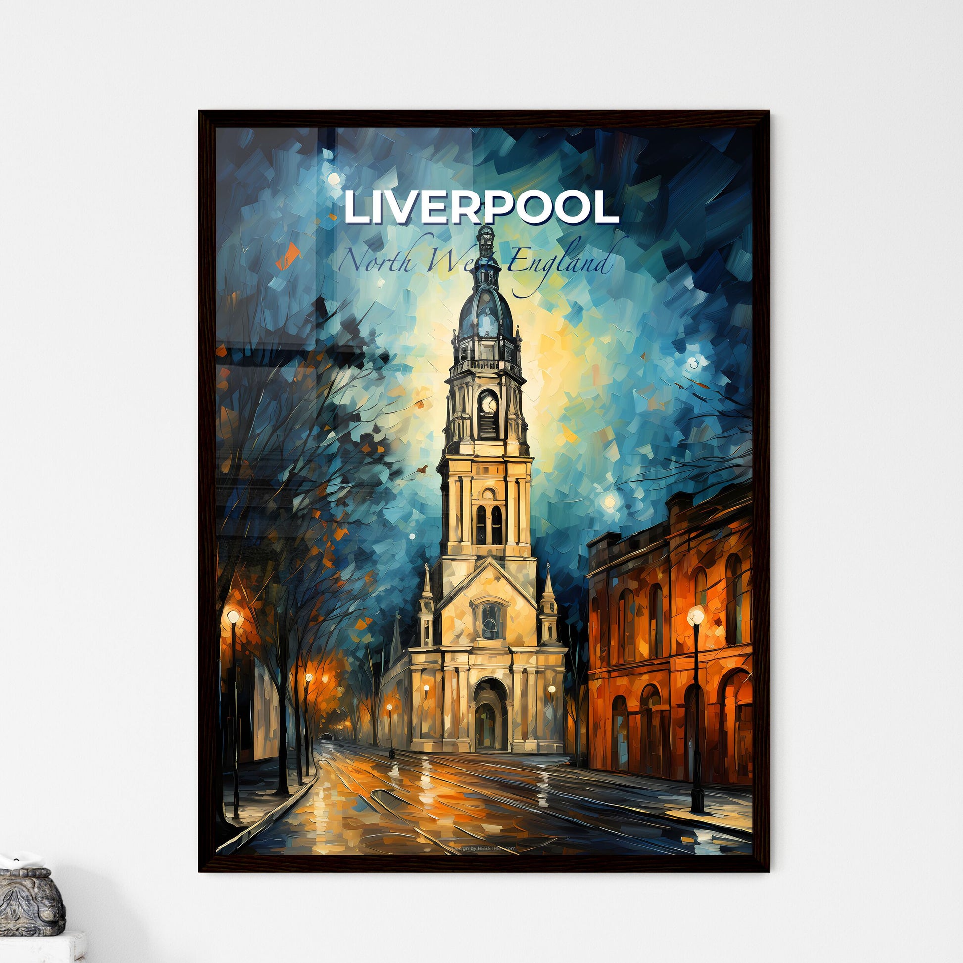 Liverpool, North West England, A Poster of a building with a tower and a street in the background Default Title