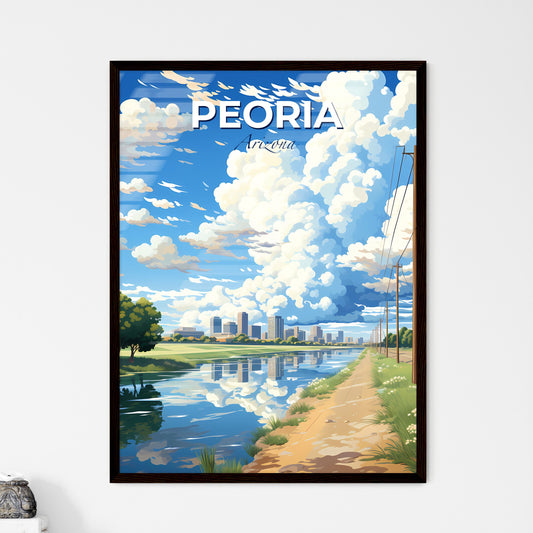 Peoria, Arizona, A Poster of a water way with trees and a city in the background Default Title