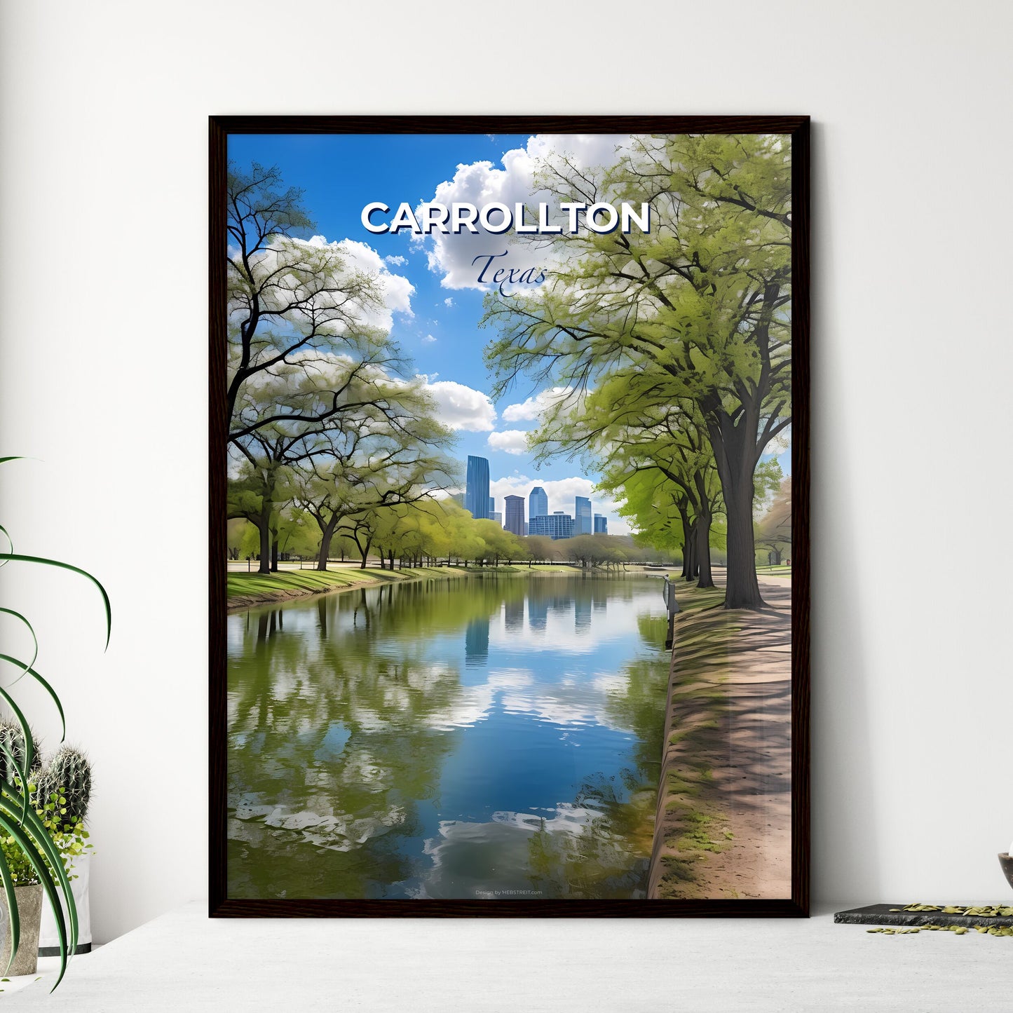 Carrollton, Texas, A Poster of a river with trees and a city in the background Default Title