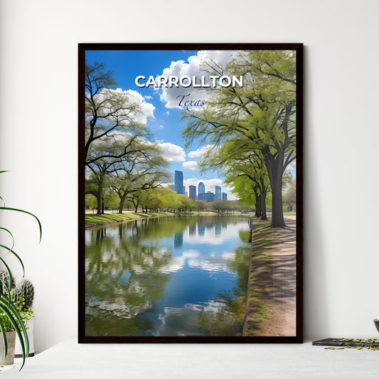 Carrollton, Texas, A Poster of a river with trees and a city in the background Default Title