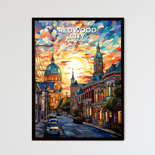 Redwood City, California, A Poster of a street with cars and buildings in the background Default Title