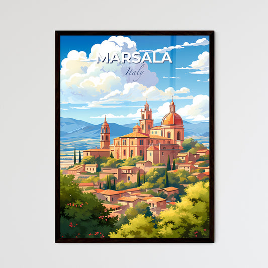 Marsala, Italy, A Poster of a painting of a town with a red roof Default Title