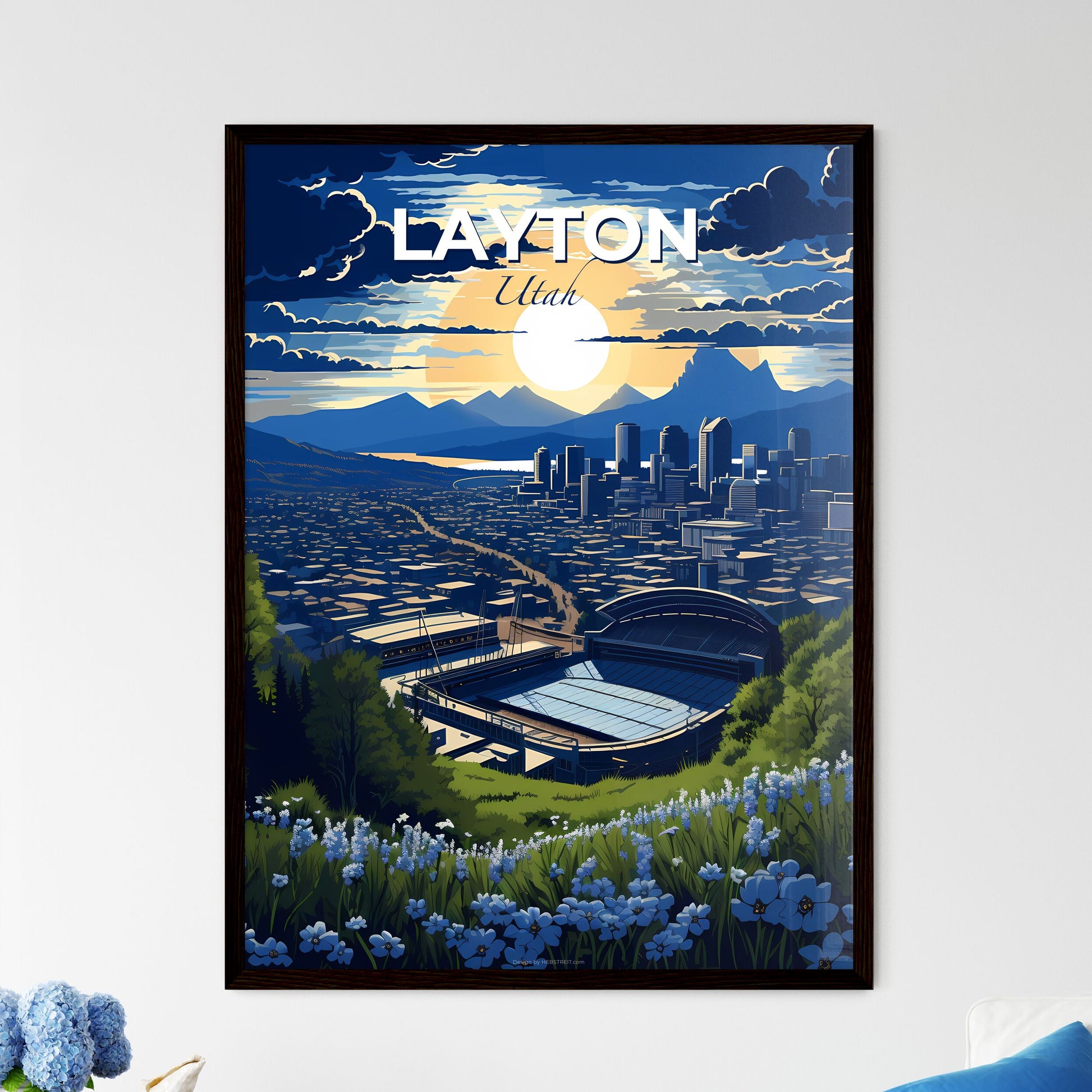 Layton, Utah, A Poster of a city with a stadium and mountains in the background Default Title