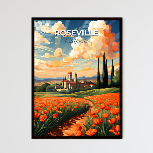 Roseville, California, A Poster of a field of flowers with a castle in the background Default Title