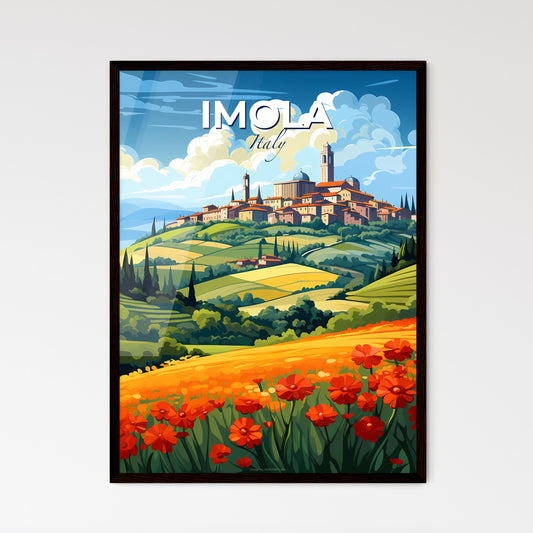 Imola, Italy, A Poster of a landscape with a town and flowers Default Title