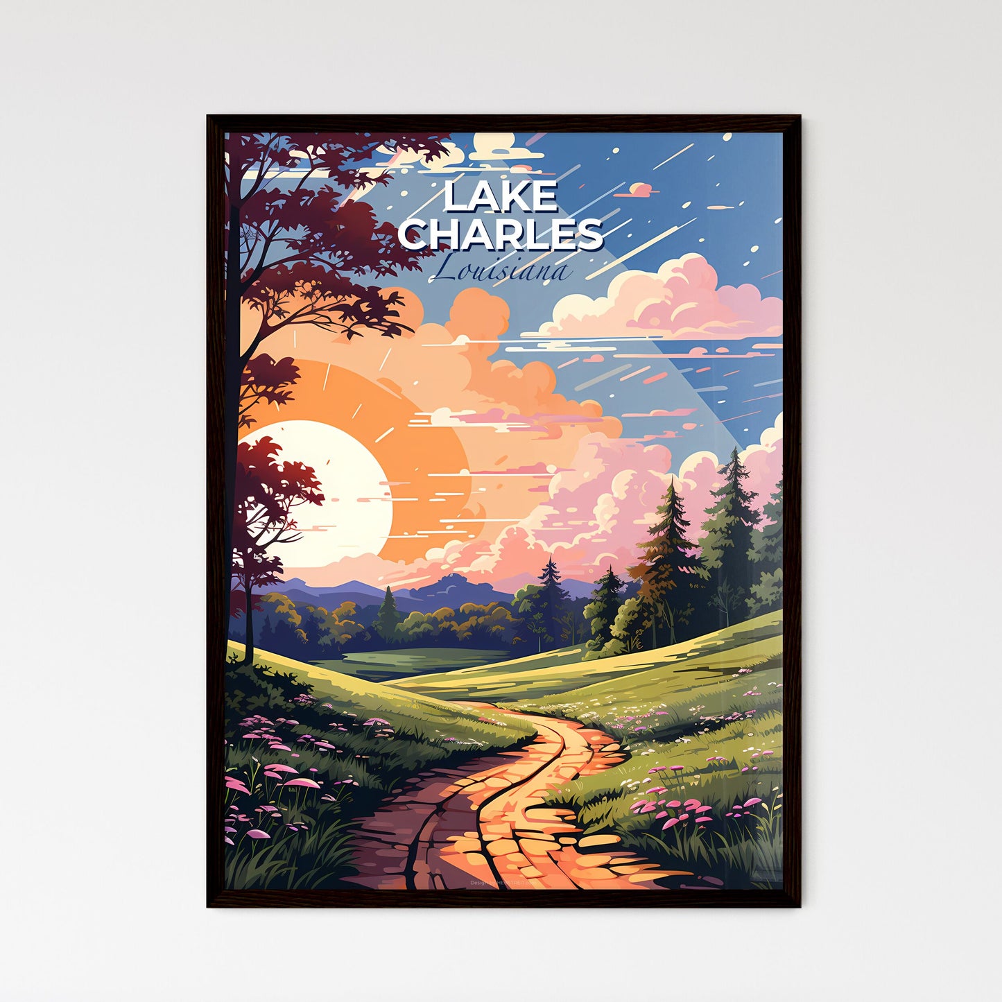 Lake Charles, Louisiana, A Poster of a landscape with a path and trees Default Title