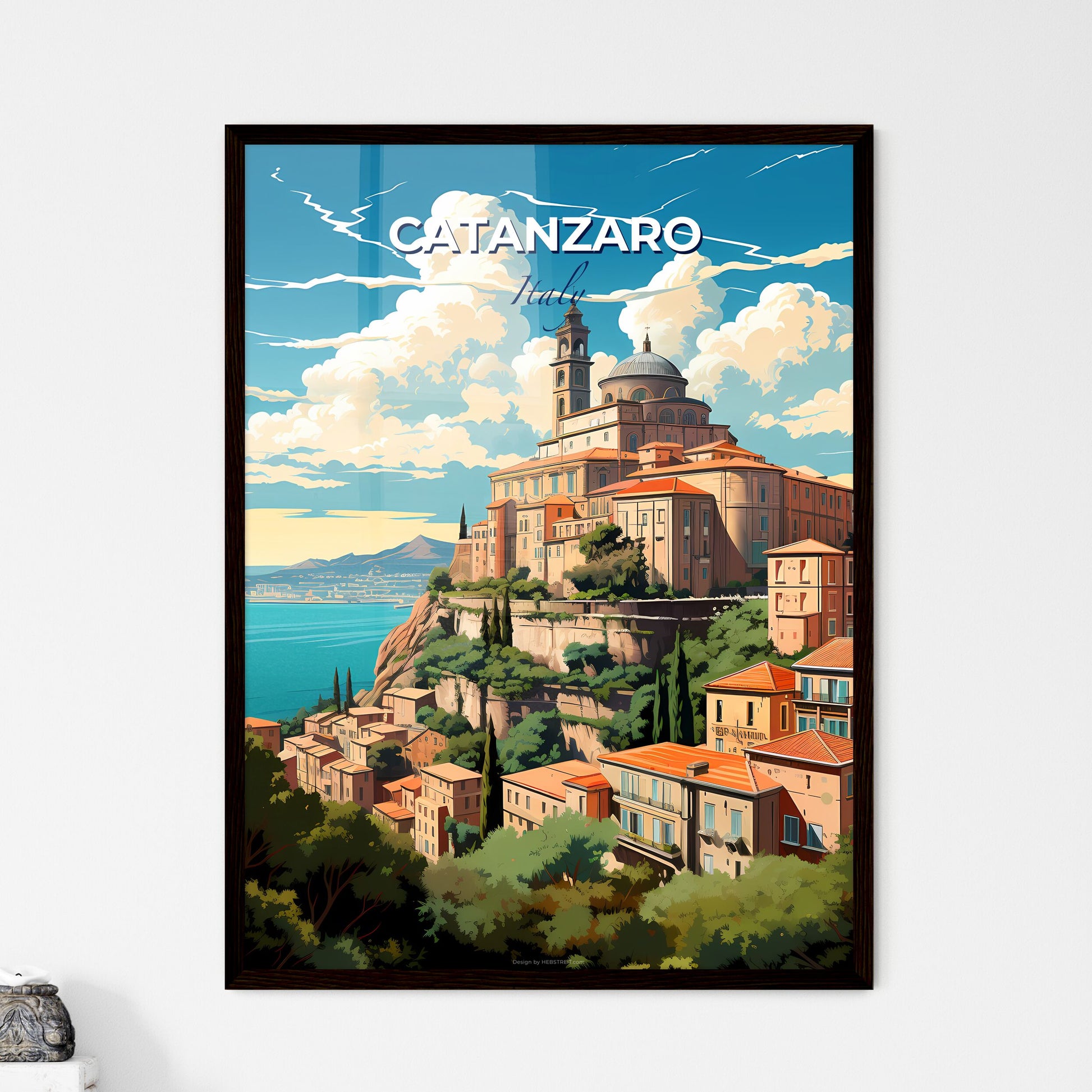 Catanzaro, Italy, A Poster of a large building on a cliff above a body of water Default Title