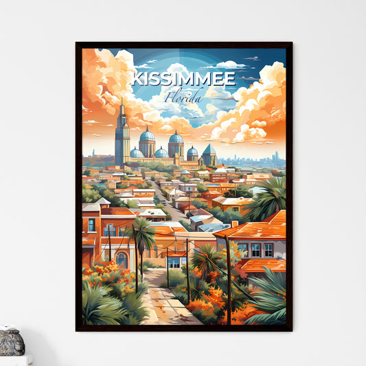 Kissimmee, Florida, A Poster of a city with a large building and a street with palm trees Default Title