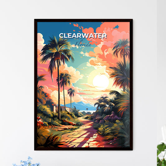 Clearwater, Florida, A Poster of a road with palm trees and a sunset Default Title