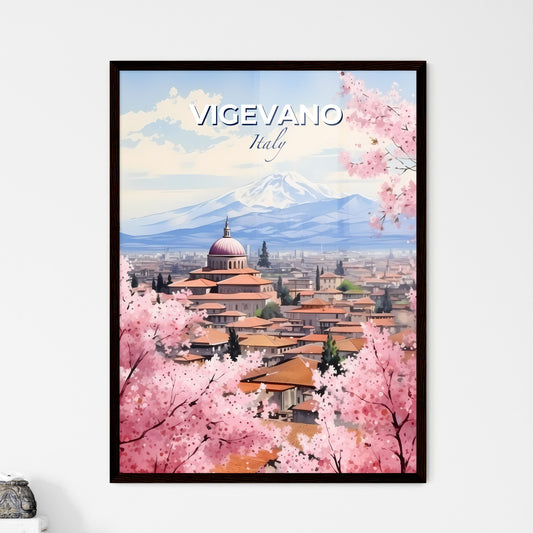 Vigevano, Italy, A Poster of a city with a mountain in the background Default Title