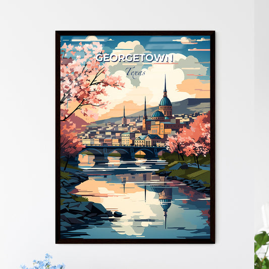 Georgetown, Texas, A Poster of a river with a bridge and a city in the background Default Title