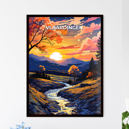 Vlaardingen, Netherlands, A Poster of a river running through a valley with trees and mountains Default Title