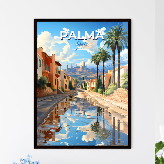 Palma, Spain, A Poster of a road with palm trees and buildings on the side Default Title