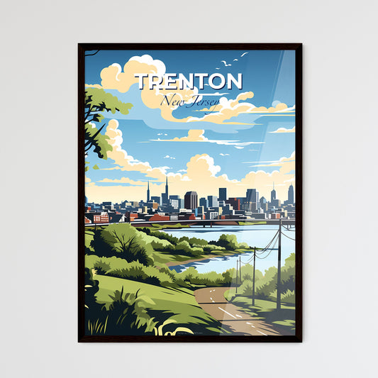 Trenton, New Jersey, A Poster of a landscape of a city with a river and trees Default Title