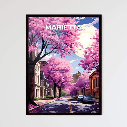 Marietta, Georgia, A Poster of a street with pink trees and buildings Default Title