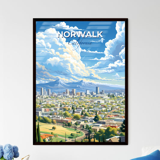 Norwalk, California, A Poster of a city with trees and mountains in the background Default Title