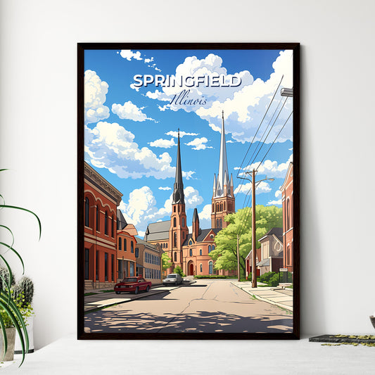 Springfield, Illinois, A Poster of a street with buildings and cars on it Default Title