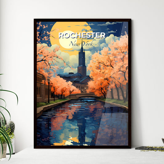 Rochester, New York, A Poster of a water canal with trees and a building in the background Default Title