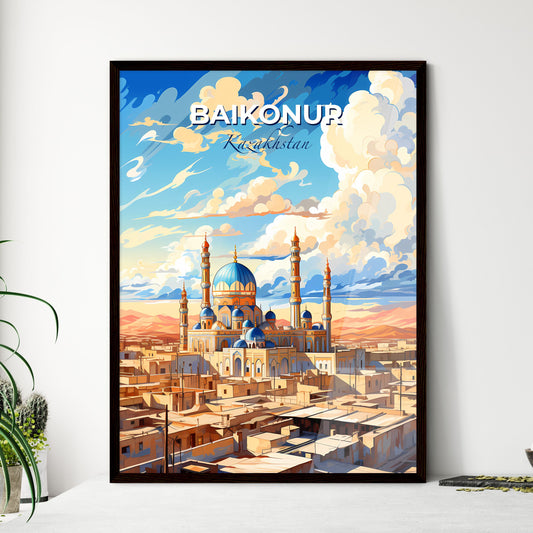 Baikonur, Kazakhstan, A Poster of a large building with towers and a blue dome Default Title