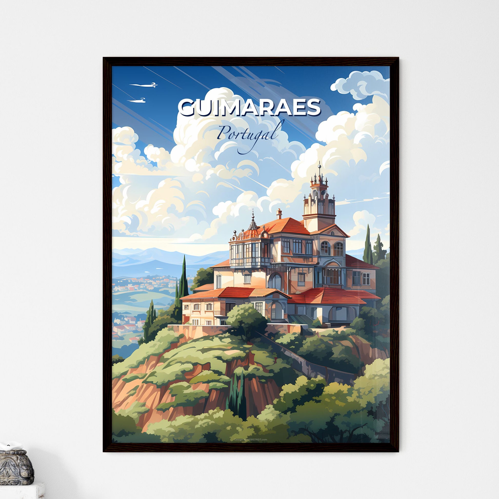 Guimaraes, Portugal, A Poster of a building on a hill Default Title