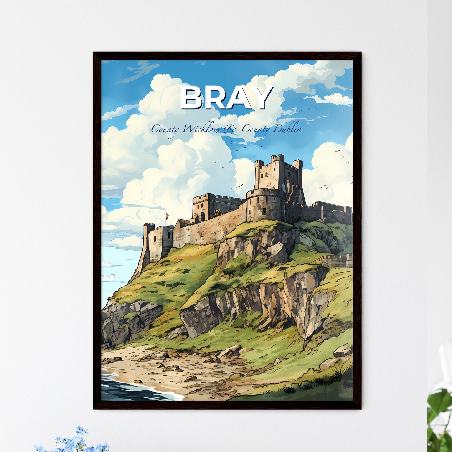 Bray, County Wicklow & County Dublin, A Poster of a castle on a cliff Default Title