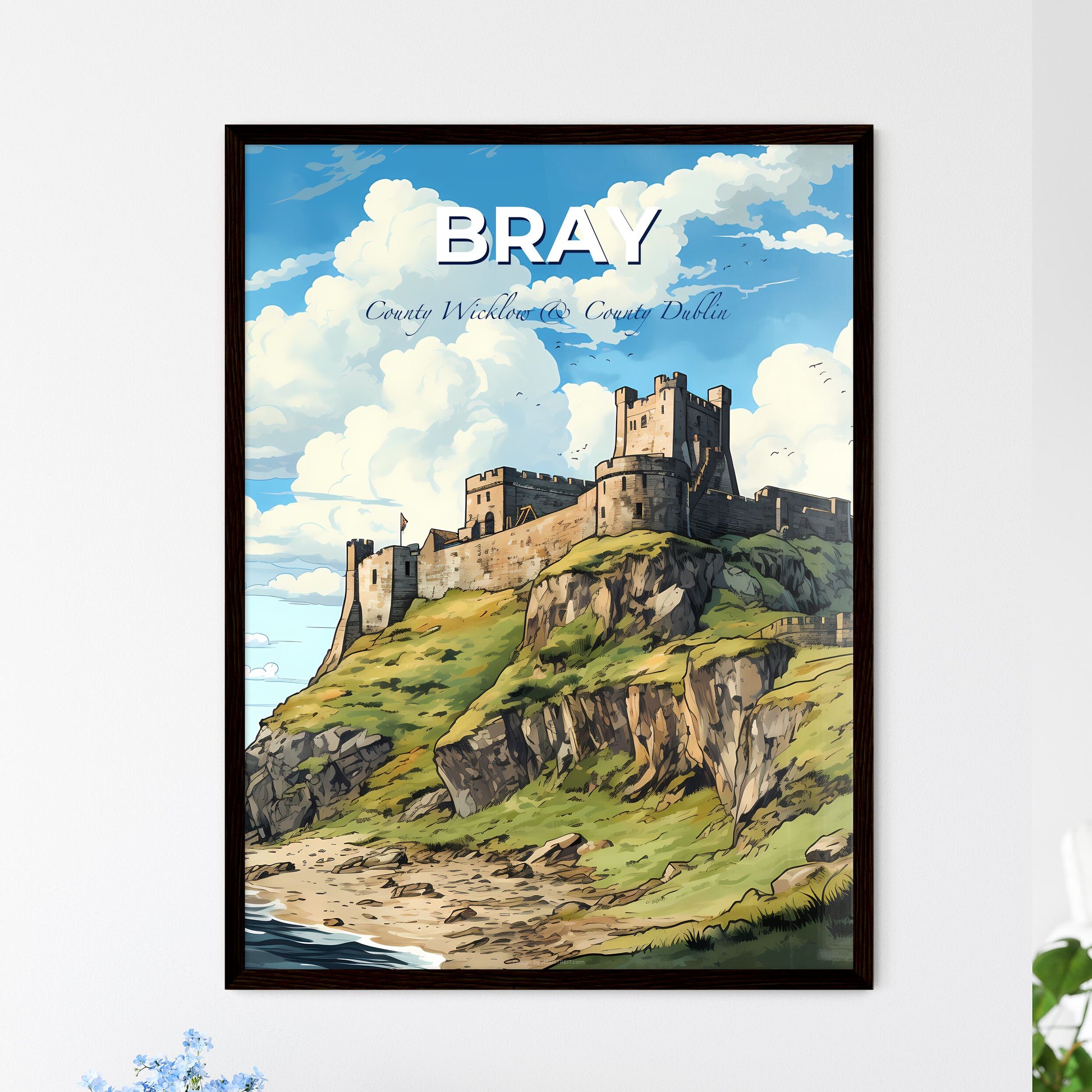 Bray, County Wicklow & County Dublin, A Poster of a castle on a cliff Default Title