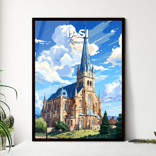 Iasi, Romania, A Poster of a church with a steeple and trees Default Title