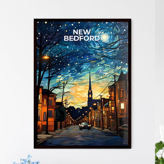 New Bedford, Massachusetts, A Poster of a street with cars and buildings at night Default Title